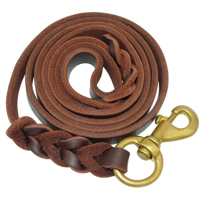 Braided Leather Dog Leash Pet K9 Walking Training