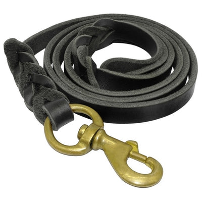 Braided Leather Dog Leash Pet K9 Walking Training