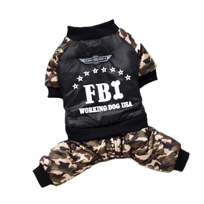 Cool FBI Pet Dog Clothes Overall Thickening Dog