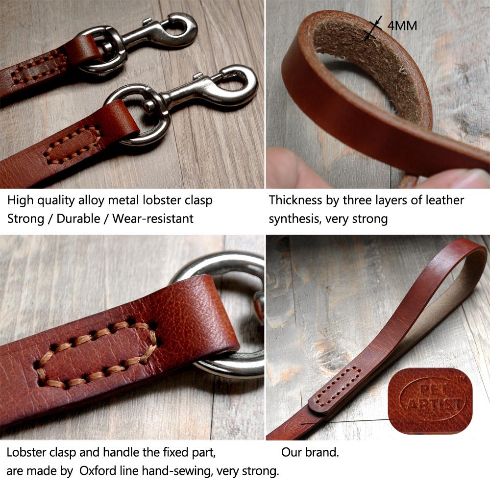 Genuine Leather Dog Leash Pet Training Lead