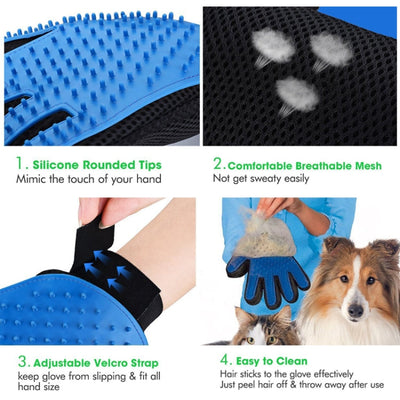 Left Hand Five Finger Deshedding Brush Glove Pet Gentle Efficient