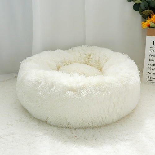 Pet Dog Bed Warm Fleece Round Dog Kennel House