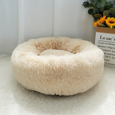 Pet Dog Bed Warm Fleece Round Dog Kennel House