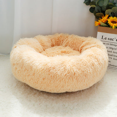 Pet Dog Bed Warm Fleece Round Dog Kennel House