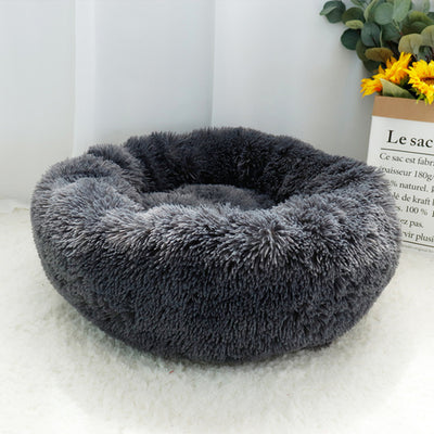 Pet Dog Bed Warm Fleece Round Dog Kennel House