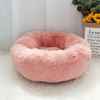 Pet Dog Bed Warm Fleece Round Dog Kennel House