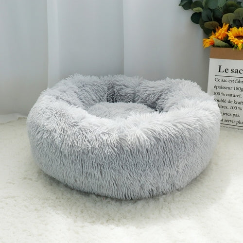 Pet Dog Bed Warm Fleece Round Dog Kennel House