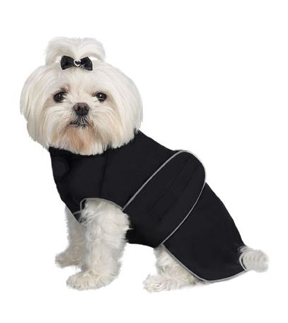 A Pets World 08192999-18 Weatherproof Fleece Lined Dog coat Black