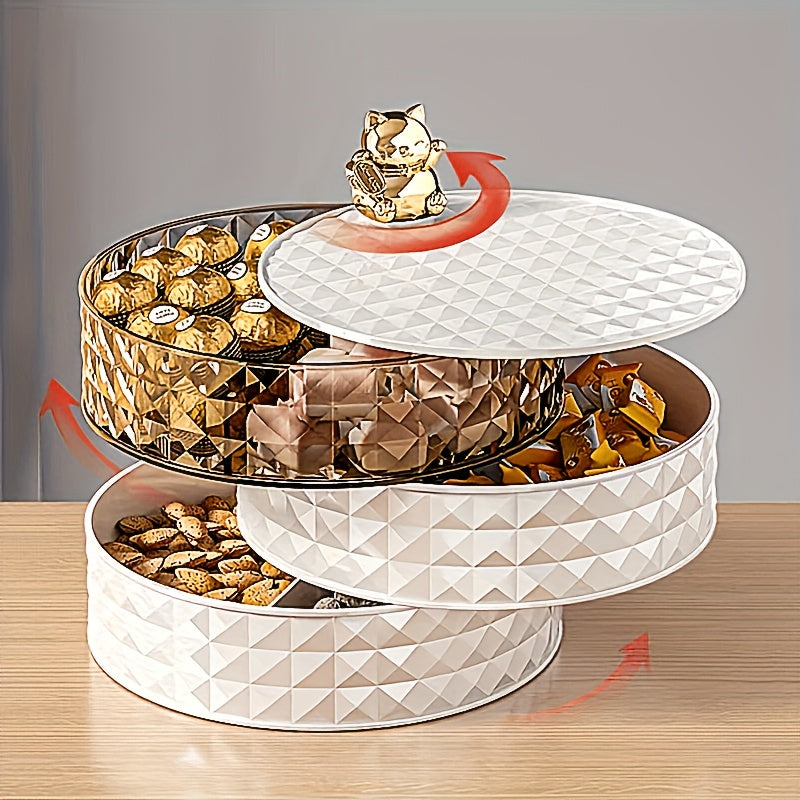 Lucky Cat Rotating Snack Tray with Lid  Perfect for Parties